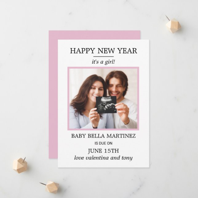 Nouvel an Photo Faire-part de grossesse (Devant/Arrière en situation)