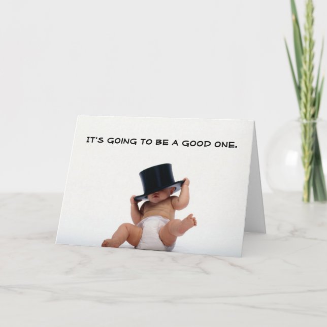 Nouvel An pour bébé avec Top Hat Invitation (Devant)