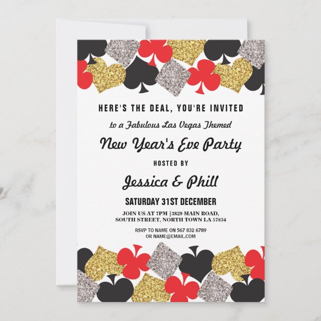 Nouvel an Sove Party Las Vegas Casino Invitation P (Devant)