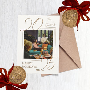 Nouvel an vacances Gold Famille Carte photo