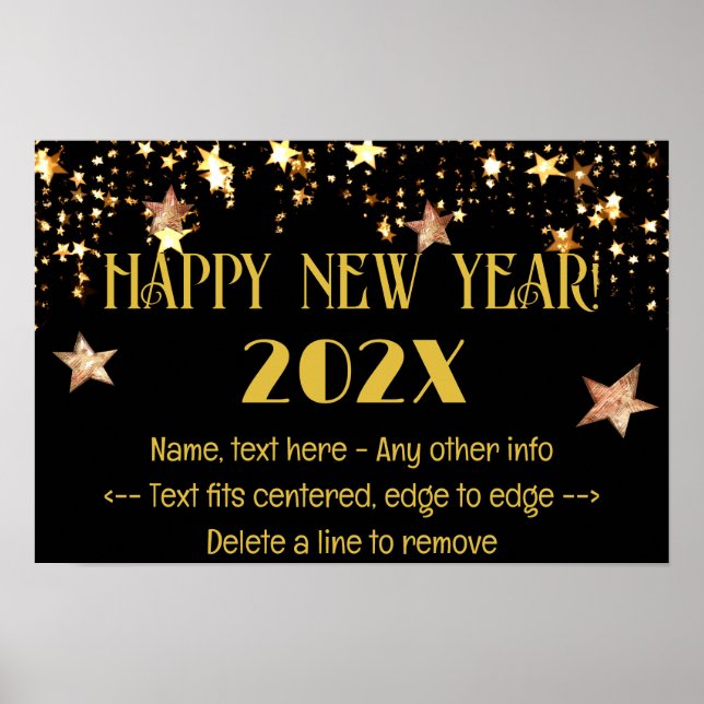 Nouvel An's Eve 18 x 12 Black & Gold Poster (Devant)