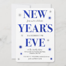 Nouvel an's Eve Blue & Silver invitation
