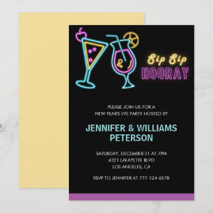 Nouvel an's eve invitation Cocktail Neon Glow