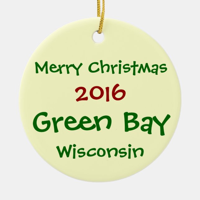 NOUVEL ORNEMENT 2016 DE NOËL DU WISCONSIN DE GREEN (Devant)