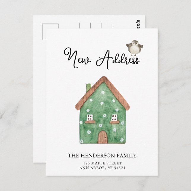 Nouvelle adresse Cute Home Moving Faire-part Carte (Devant / Derrière)