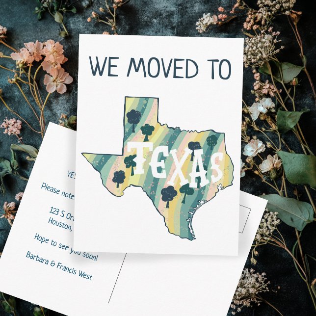 NOUVELLE ADRESSE Déplacement de l'état TEXAS Carte (NEW ADDRESS Moving TEXAS State Illustrated Map Postcard
)