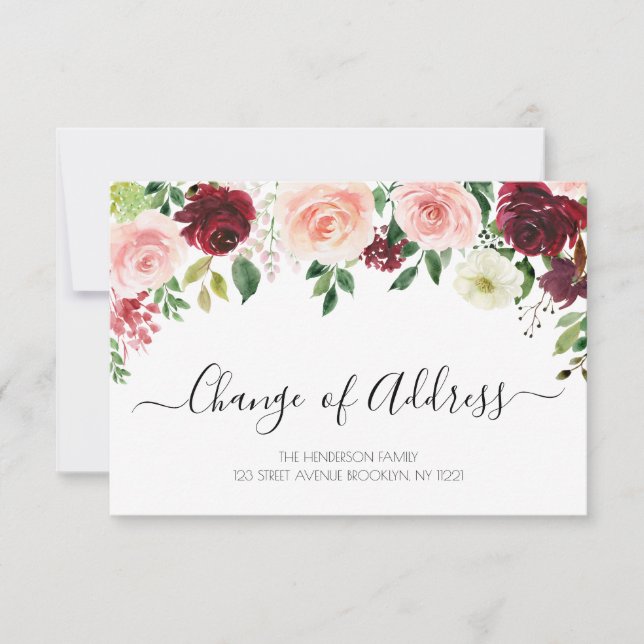 Nouvelle adresse faire-part bougeante florale bord (Devant)
