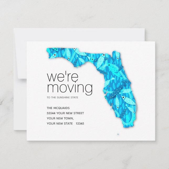 Nouvelle adresse Florida Fish Flat Faire-part Card (Devant)