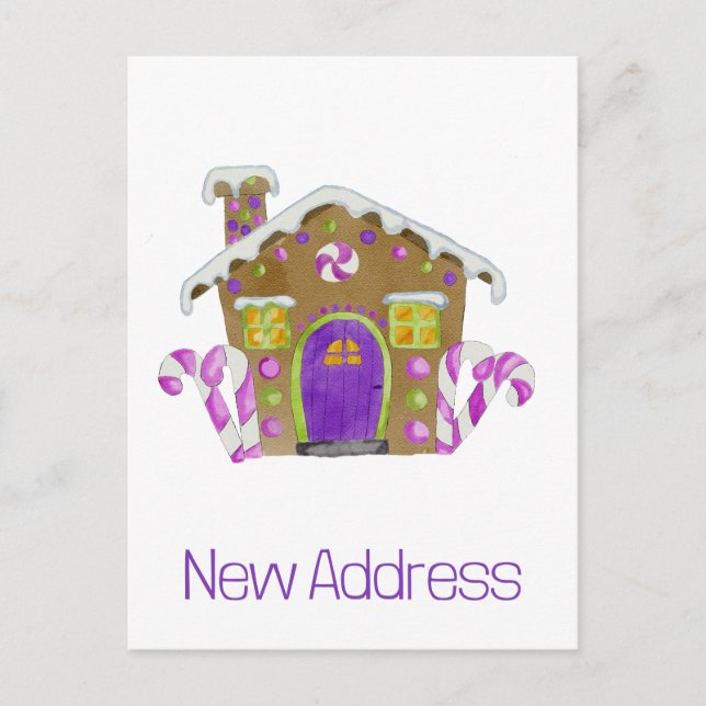 Nouvelle Adresse Maison en pain d'épices Carte pos (Devant)
