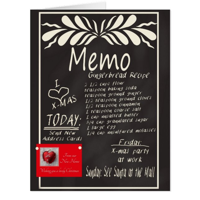 Nouvelle adresse Tableau noir - Carte de Noël (Devant)