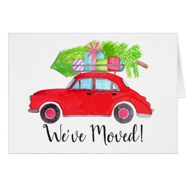 Nouvelle adresse Voiture rouge avec arbre de Noël  (Devant horizontal)