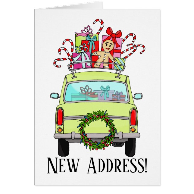 Nouvelle adresse Voiture verte avec cadeaux de Noë (Devant)