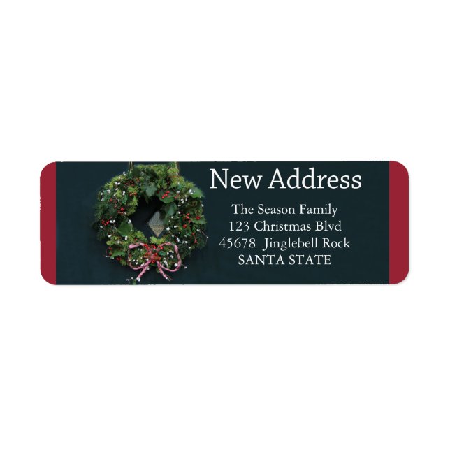 Nouvelle adresse x-mas couronne Étiquette de vacan (Devant)