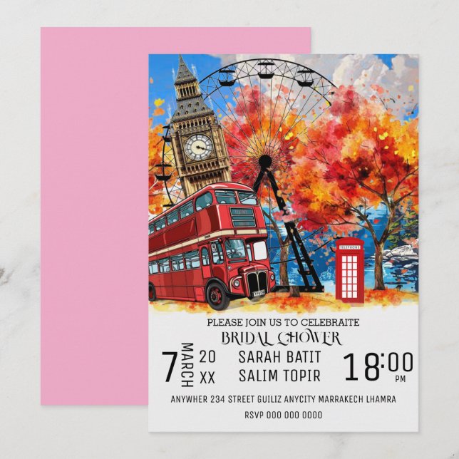 Nouvelle-Angleterre Watercolor Invitation MODÈLE,  (Devant / Derrière)