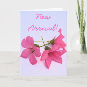 Nouvelle arrivée bébé fille rose floral carte de v