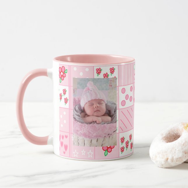 Nouvelle Bébée fille Customisée Photo Café Mug (Avec donut)