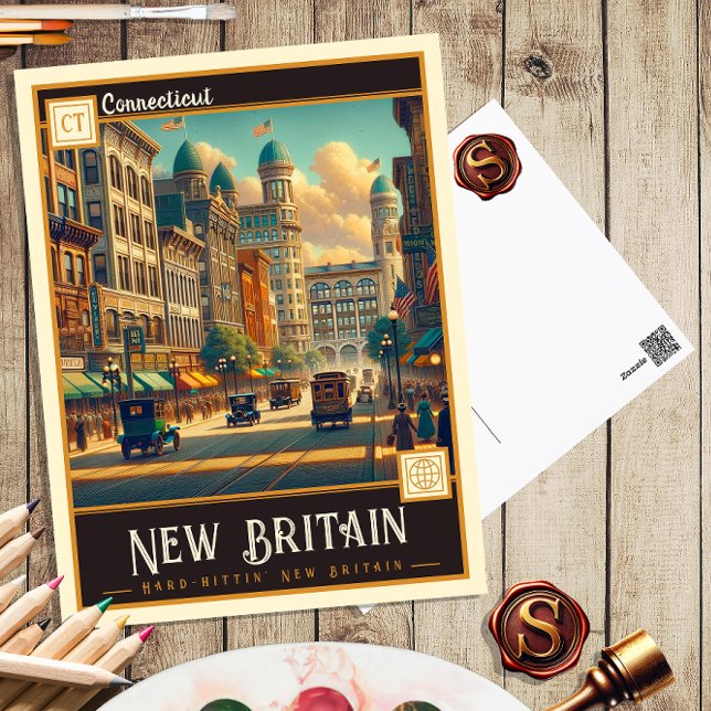 Nouvelle-Bretagne, Connecticut | Carte postale Vin (Créateur téléchargé)