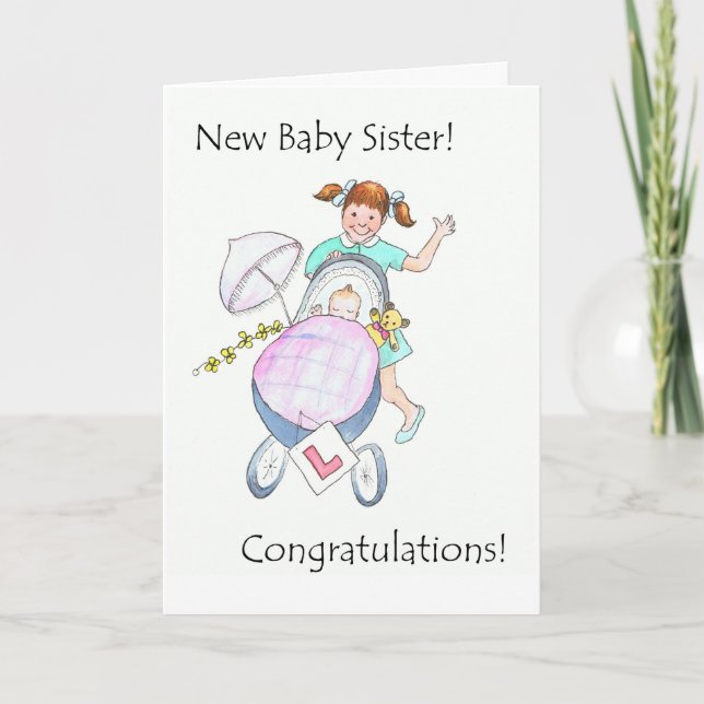 Nouvelle carte de félicitations de soeur de bébé (Devant)