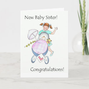 Nouvelle carte de félicitations de soeur de bébé
