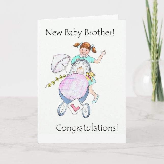 Nouvelle carte de félicitations pour bébé frère (Devant)