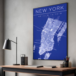 Nouvelle carte de New York Blueprint Poster Coordo