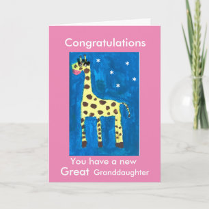 Nouvelle carte de petite-fille girafe