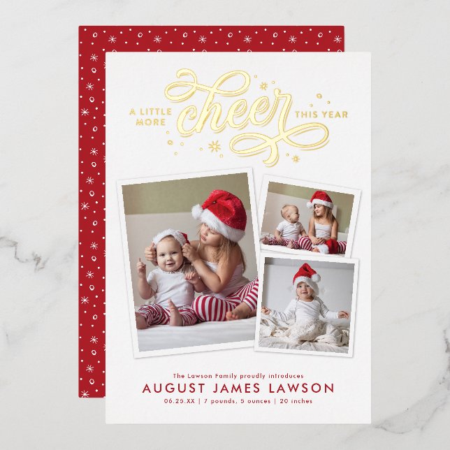 Nouvelle carte de vacances de Noël de naissance (Recto/Verso)