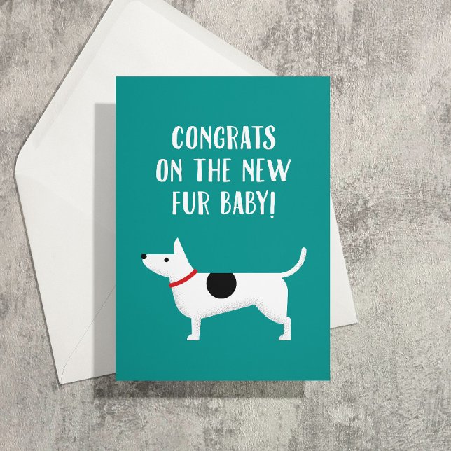 Nouvelle carte de voeux Félicitations Chien Furbab (Jack Russel terrier puppy congrats on the new puppy and a lifetime of collecting poop in tiny bags)