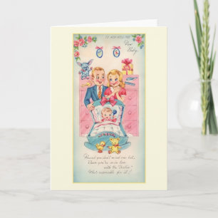 Nouvelle carte de voeux pour bébé vintage