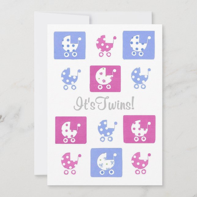 Nouvelle carte Faire-part Baby Twins - personnalis (Devant)