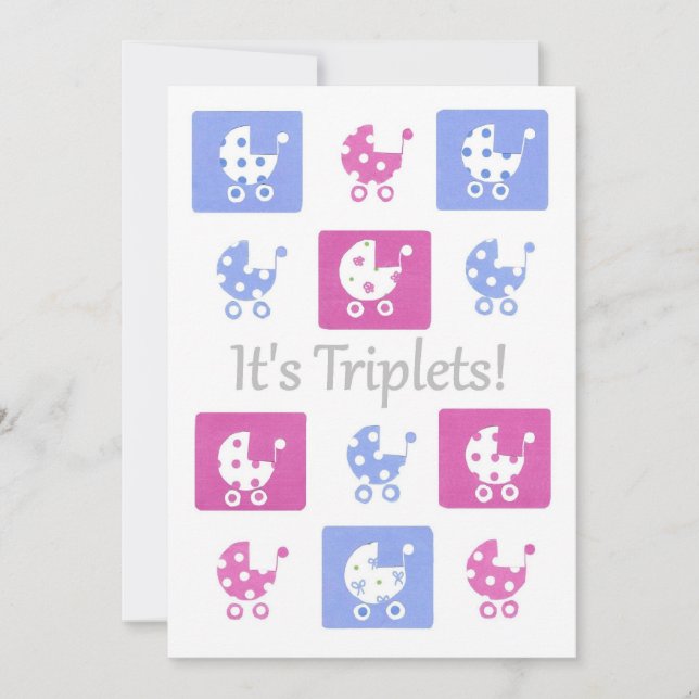 Nouvelle carte Faire-part Triplets pour bébé - per (Devant)