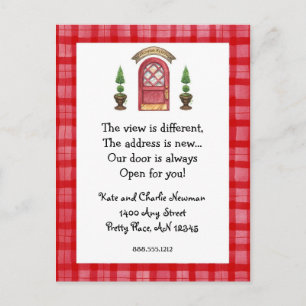 Nouvelle carte postale d'adresse de porte rouge