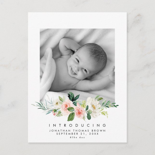 nouvelle carte postale photo florale neutre bébé (Devant)