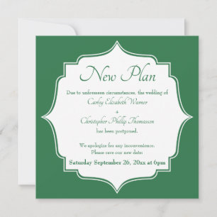 Nouvelle date Mariage reporté, Faire-part vert