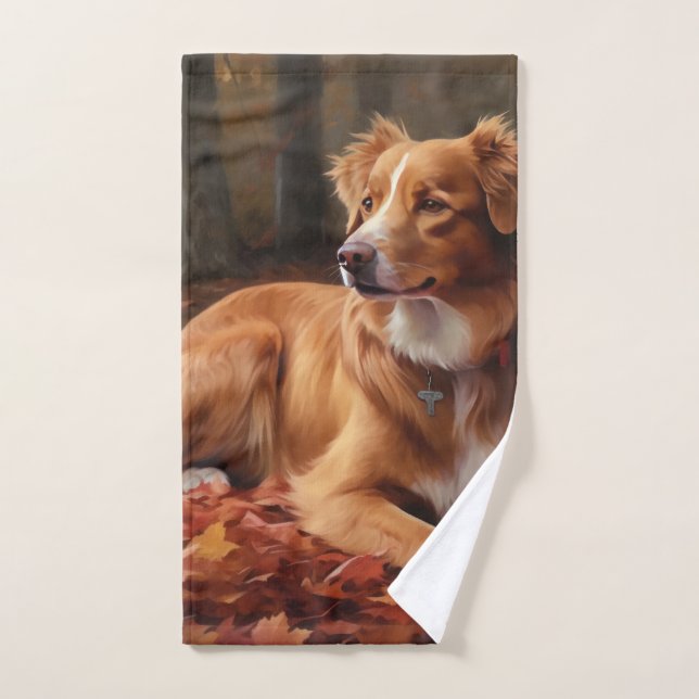 Nouvelle-Écosse Canard Terrier À L'Automne Feuille (Serviette à main)
