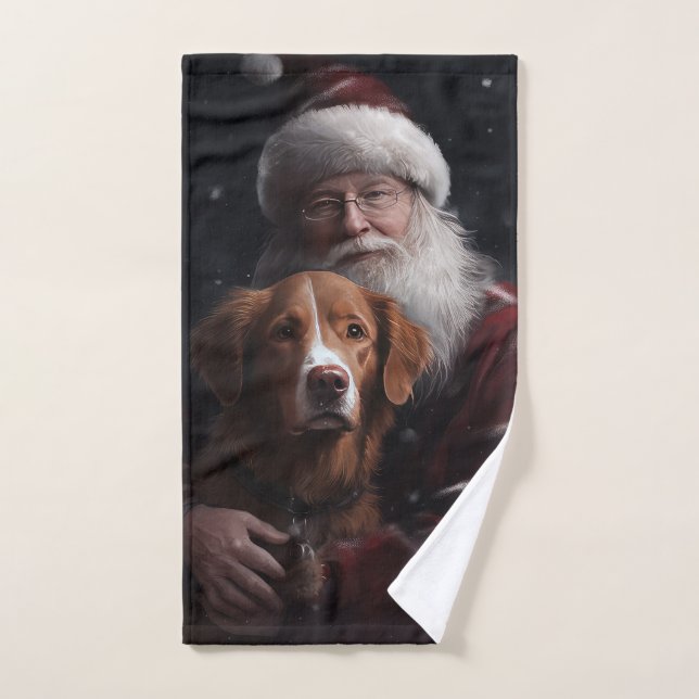 Nouvelle-Écosse Duck Toller Avec Le Festif Du Père (Serviette à main)