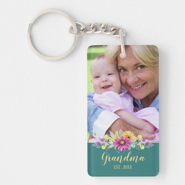 Nouvelle Grandma Elegant Fleurs Turquoise Turquois (Devant)