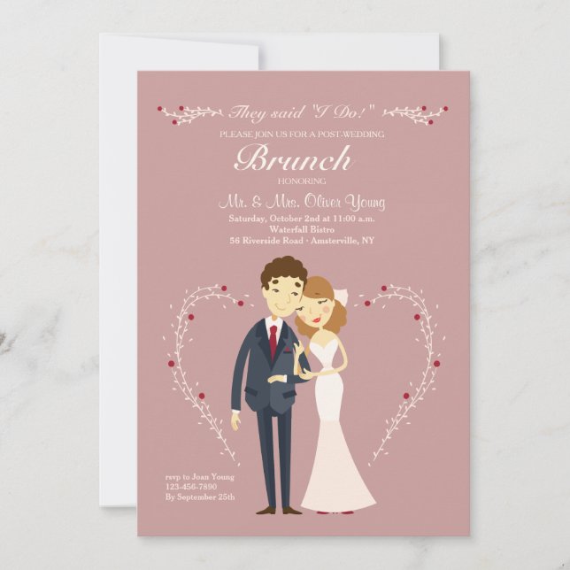 Nouvelle invitation de Brunch Mariage après l'amou (Devant)