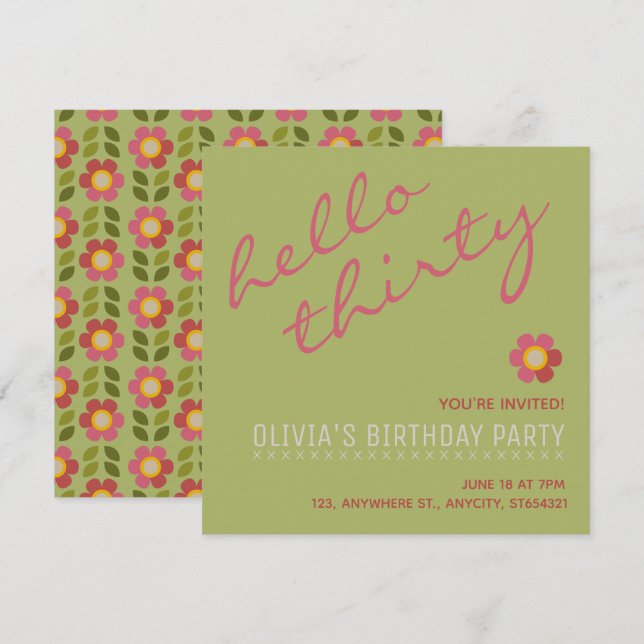Nouvelle invitation pour une fête d'anniversaire | (Devant / Derrière)