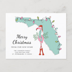 Nouvelle maison Floride Carte Flamant rose de Noël