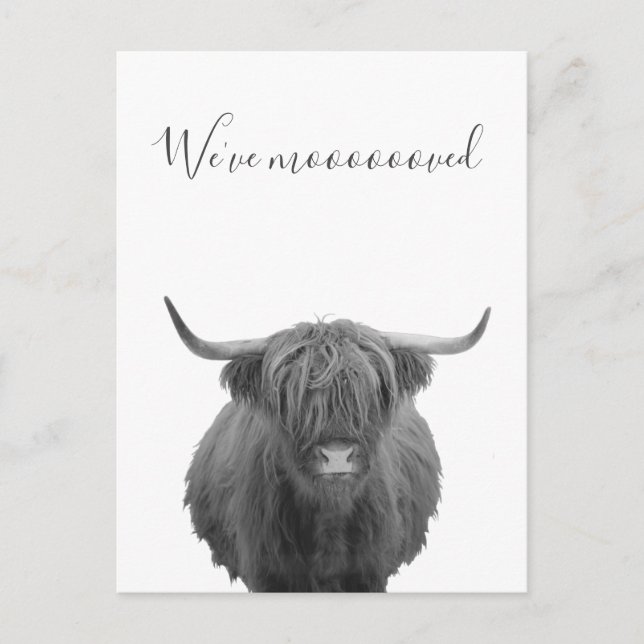 Nouvelle maison Moving Faire-part Highland Cow (Devant)