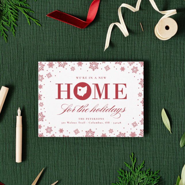 Nouvelle maison Noël Ohio Moving Faire-part (Ohio moving announcement Christmas card)