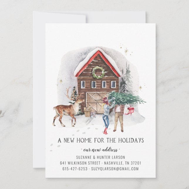 Nouvelle Maison Pour Les Vacances Faire-part En Mo (Devant)