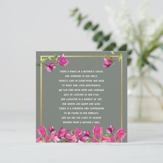 Nouvelle maman Poème mère Floral carte de fête des (Debout devant)