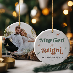 Nouvelle mariée Noël Ornement Photo Mariée et bril