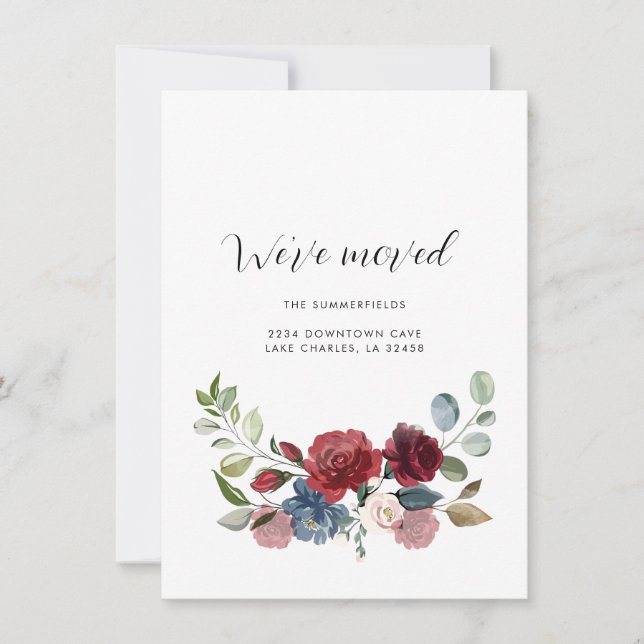 Nouvelle mise à jour d'adresse Faire-part Floral M (Devant)