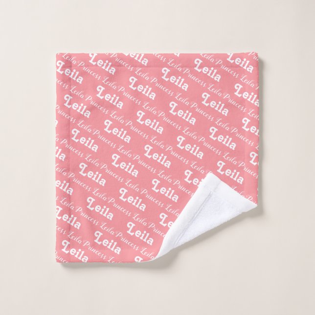 Nouvelle serviette bébé | PInk Nom personnalisé Bé (Gant de toilette)