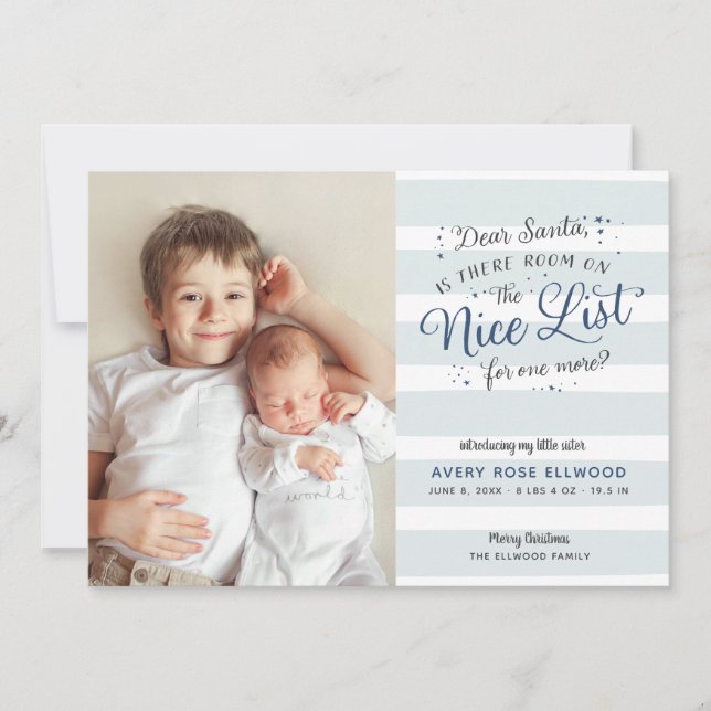 Nouvelle soeur ou frère Faire-part de naissance de (Devant)
