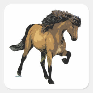 Nouvelle Vogue Buckskin Gangpferd Quadratischer Aufkleber