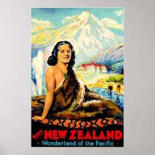 Nouvelle-Zélande Affiche de voyage imprimée Art Ma
